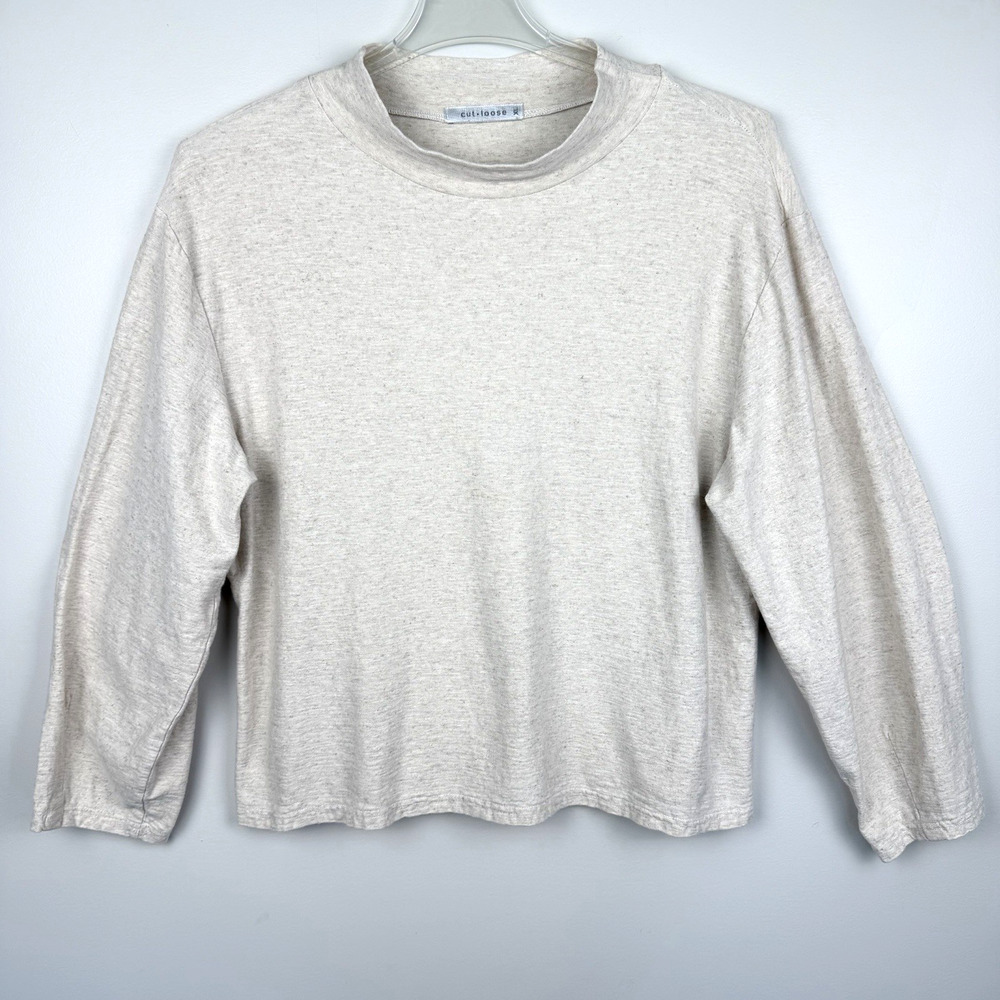 Cut Loose Linen Blend Top Size XL Heathered Beige Boxy Lagenlook Minimalist USA